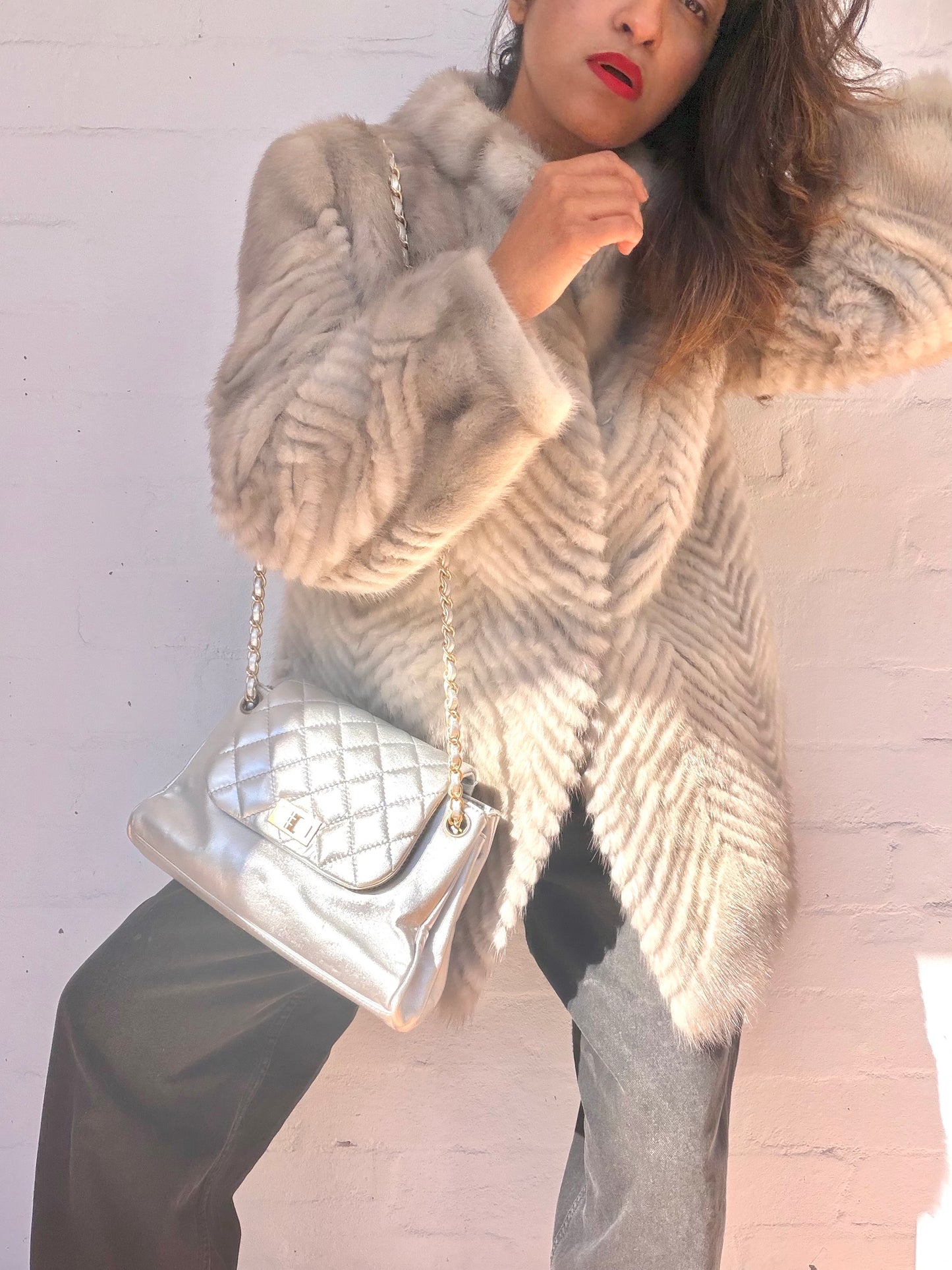 Vintage Saga Mink Sapphire Mink Herringbone fur coat