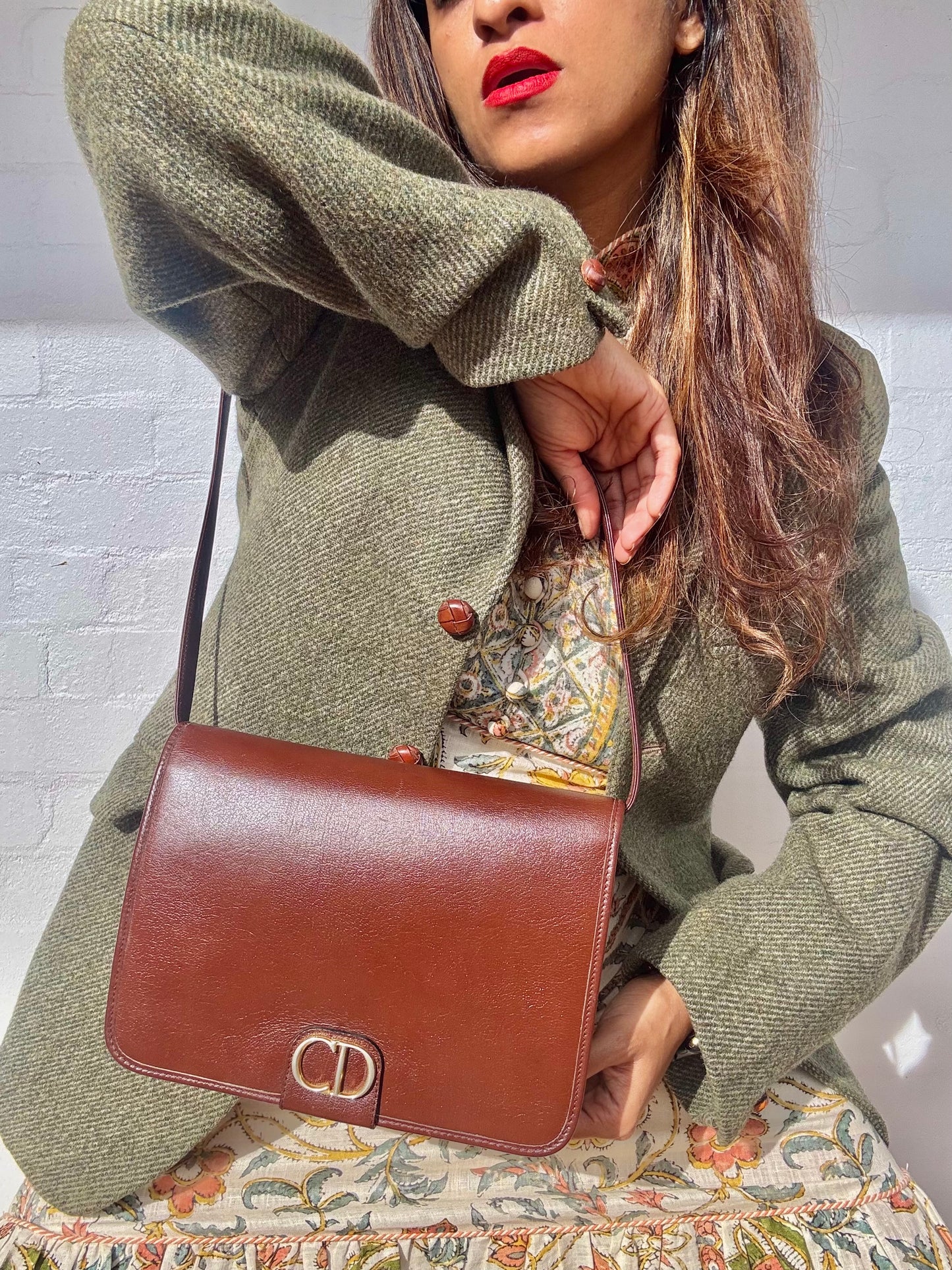 Vintage Christian Dior Leather Bag - Brown