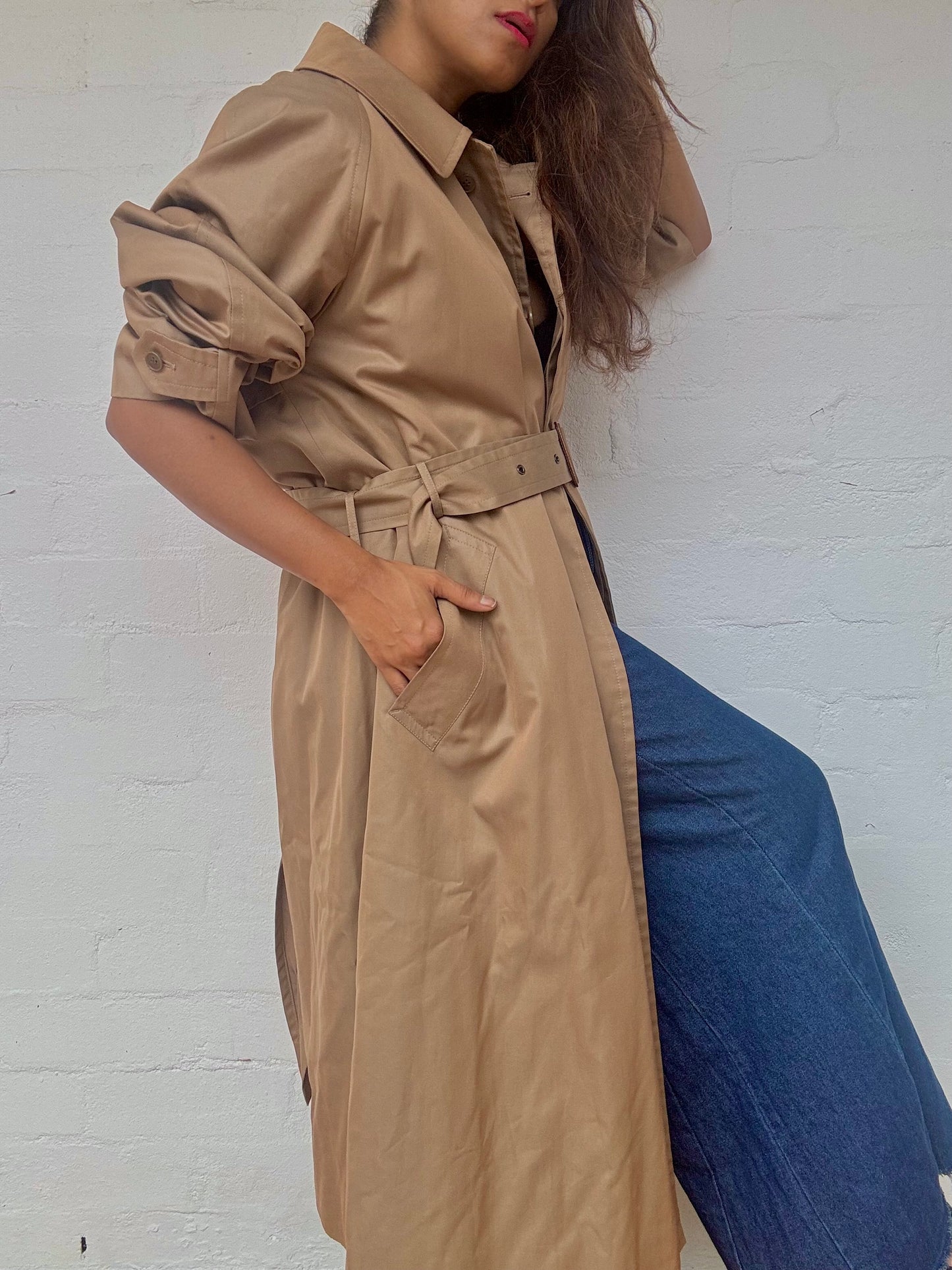 YSL Beige Trench Coat with Removable Lining