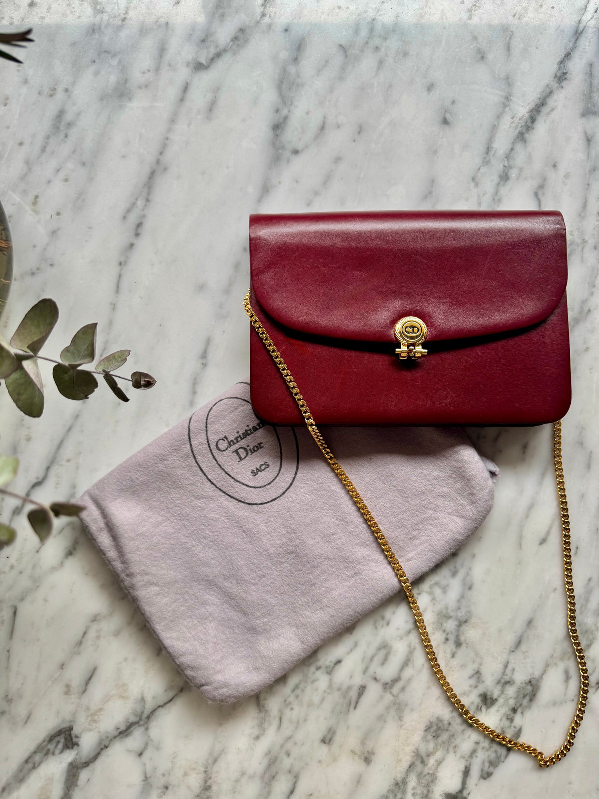 Extremely Rare Color Vintage Dior Shoulder Bag in Bordeaux