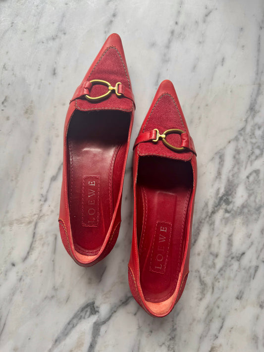 Vintage LOEWE Flats - Red/Orange