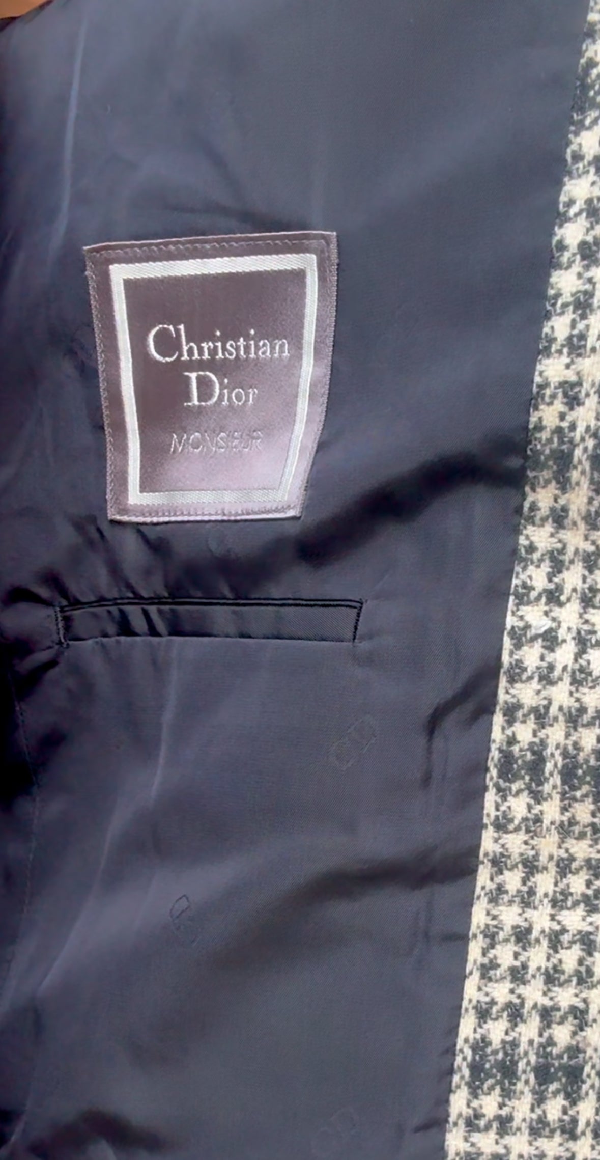 Authentic Dior Hounds-tooth Tweed Wool Blazer