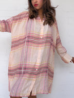 Oroton Linen Check Shirt Dress - Pink