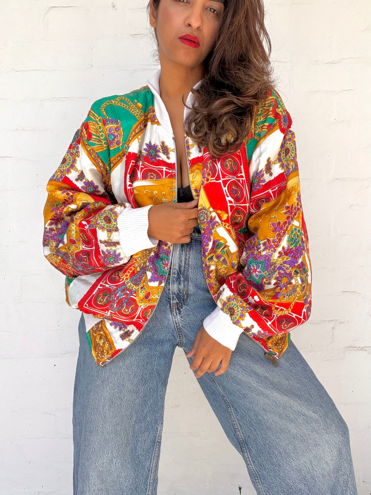 Vintage Printed Bomber Jacket