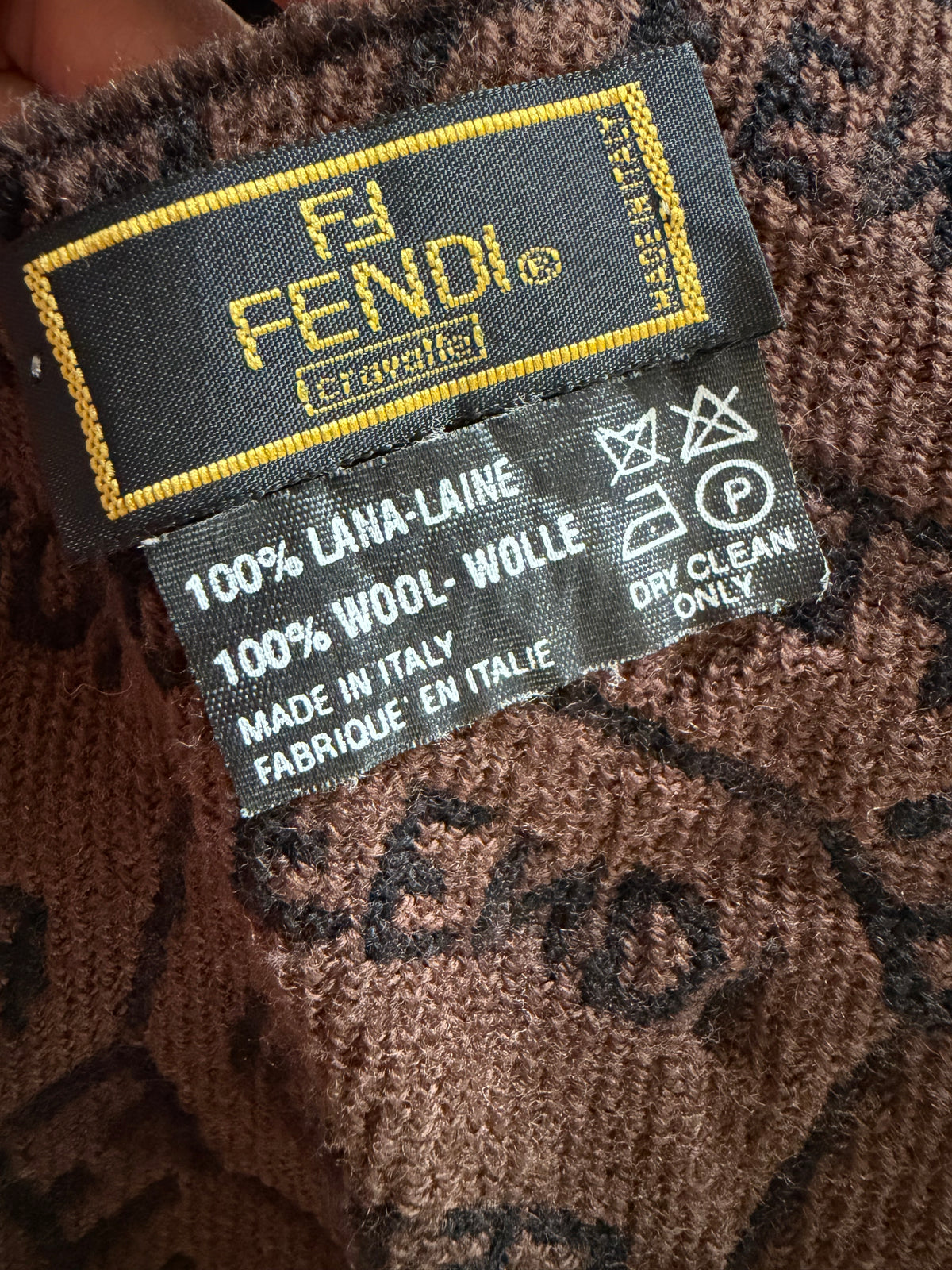 Vintage Fendi Wool Scarf - Black & Brown