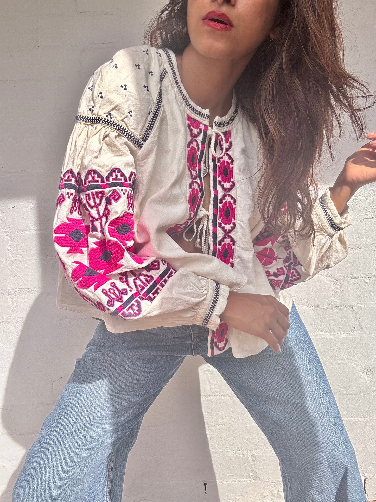Free People Embroidered Blouse