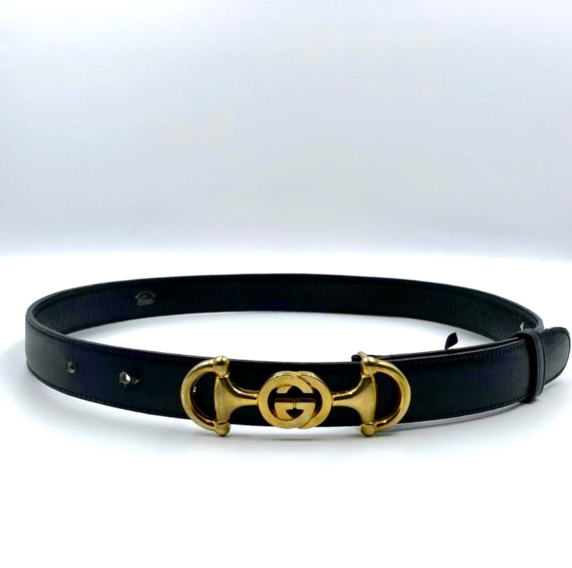 Ultra Rare Vintage Gucci Interlocking G Horsebit Belt