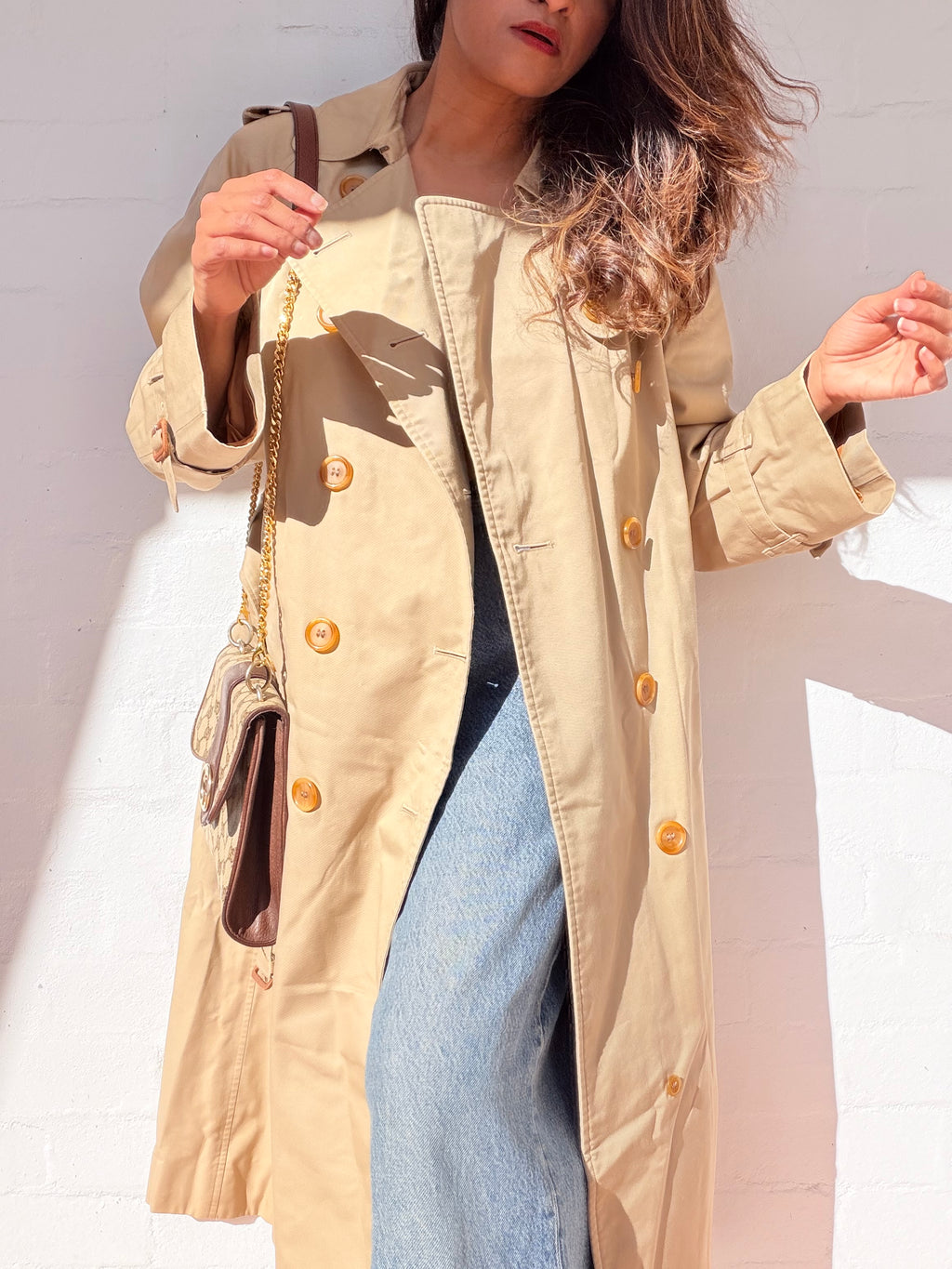 Vintage Burberry Hooded Trench Coat - Beige