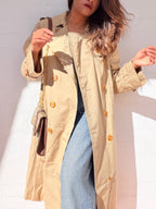 Vintage Burberry Hooded Trench Coat - Beige