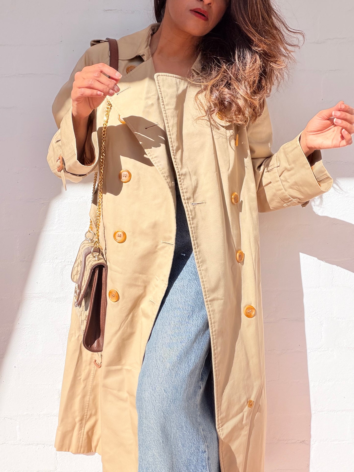 Vintage Burberry Hooded Trench Coat - Beige