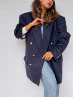90s Yves Saint Laurent Navy Double-Breasted Jacket