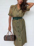 Vintage Miss Dior Striped Shirt Dress with Matching Belt