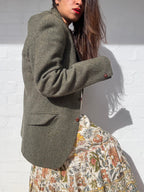 Vintage Wool Tweed Blazer - Moss Green