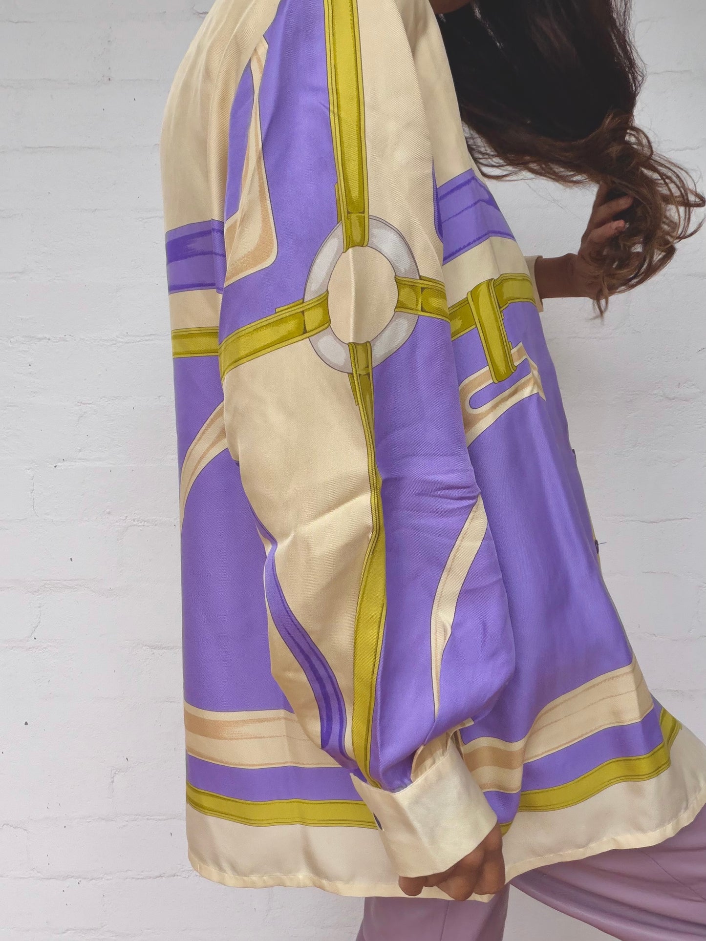 Vintage Celine Print 100% Silk Shirt