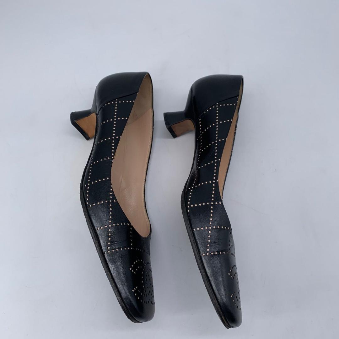 Vintage Chanel Leather Square Toe Kitten Heels