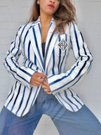 Polo Ralph Lauren Striped Crest Blazer - Blue & White