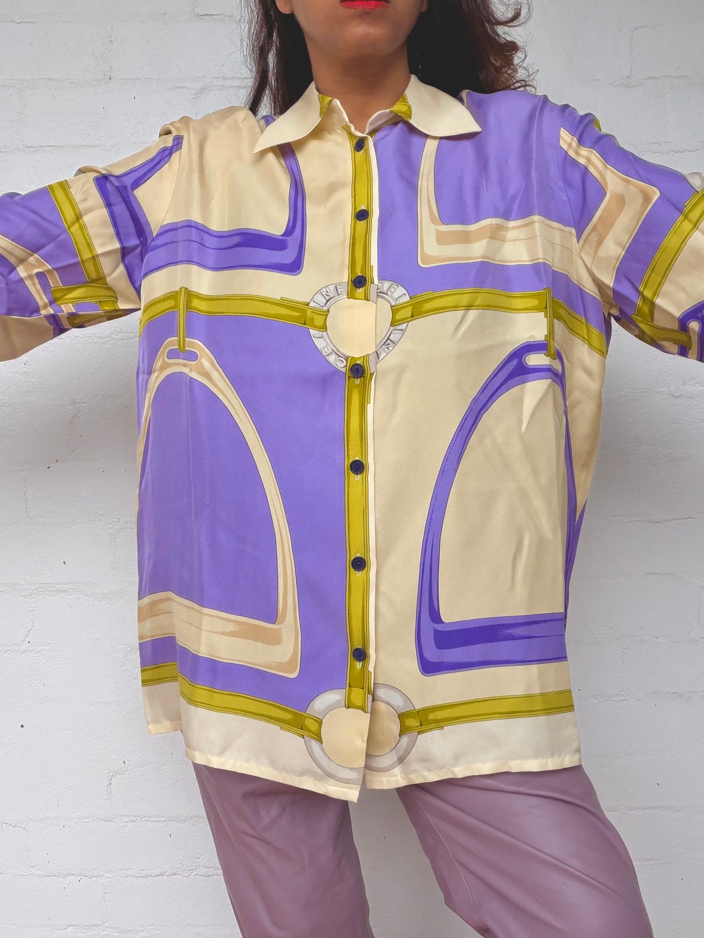 Vintage Celine Print 100% Silk Shirt