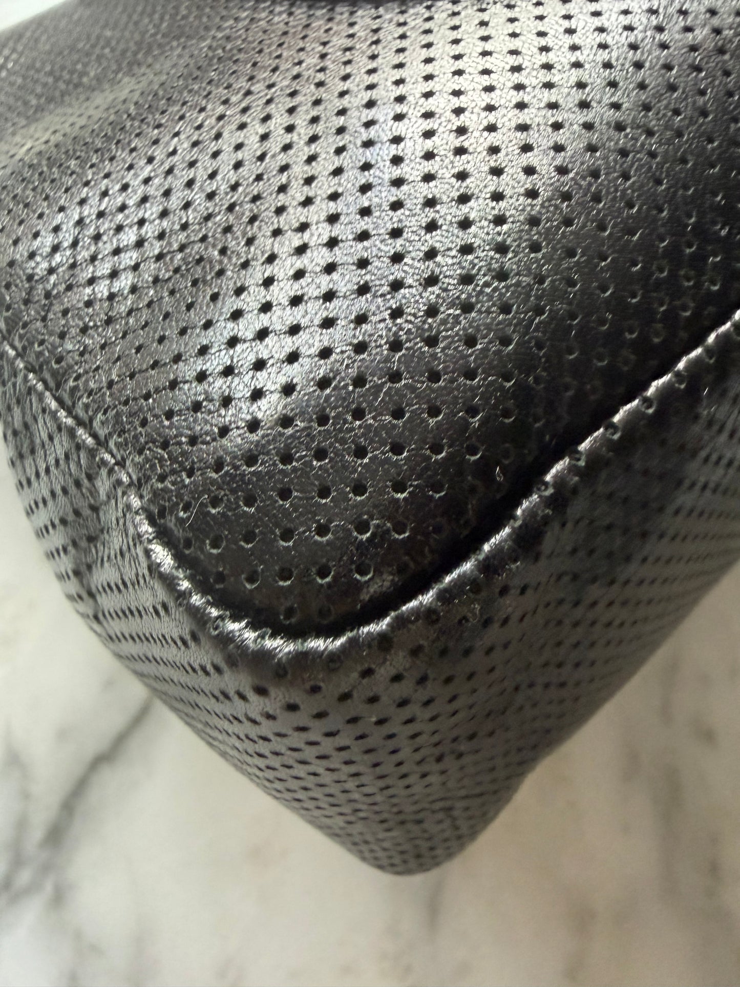 Vintage Chanel Coco Mark Perforated Leather Bicolour Flap Bag