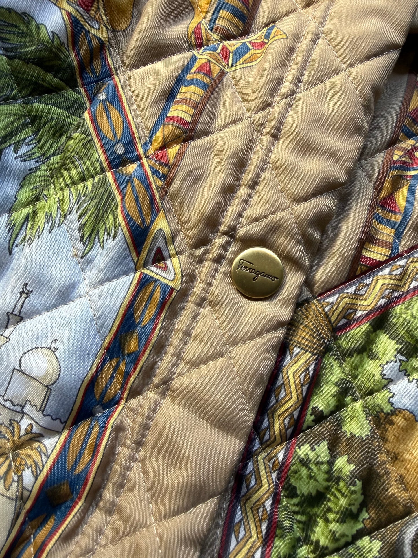 Salvatore Ferragamo Quilted Jacket Coat Animal Print
