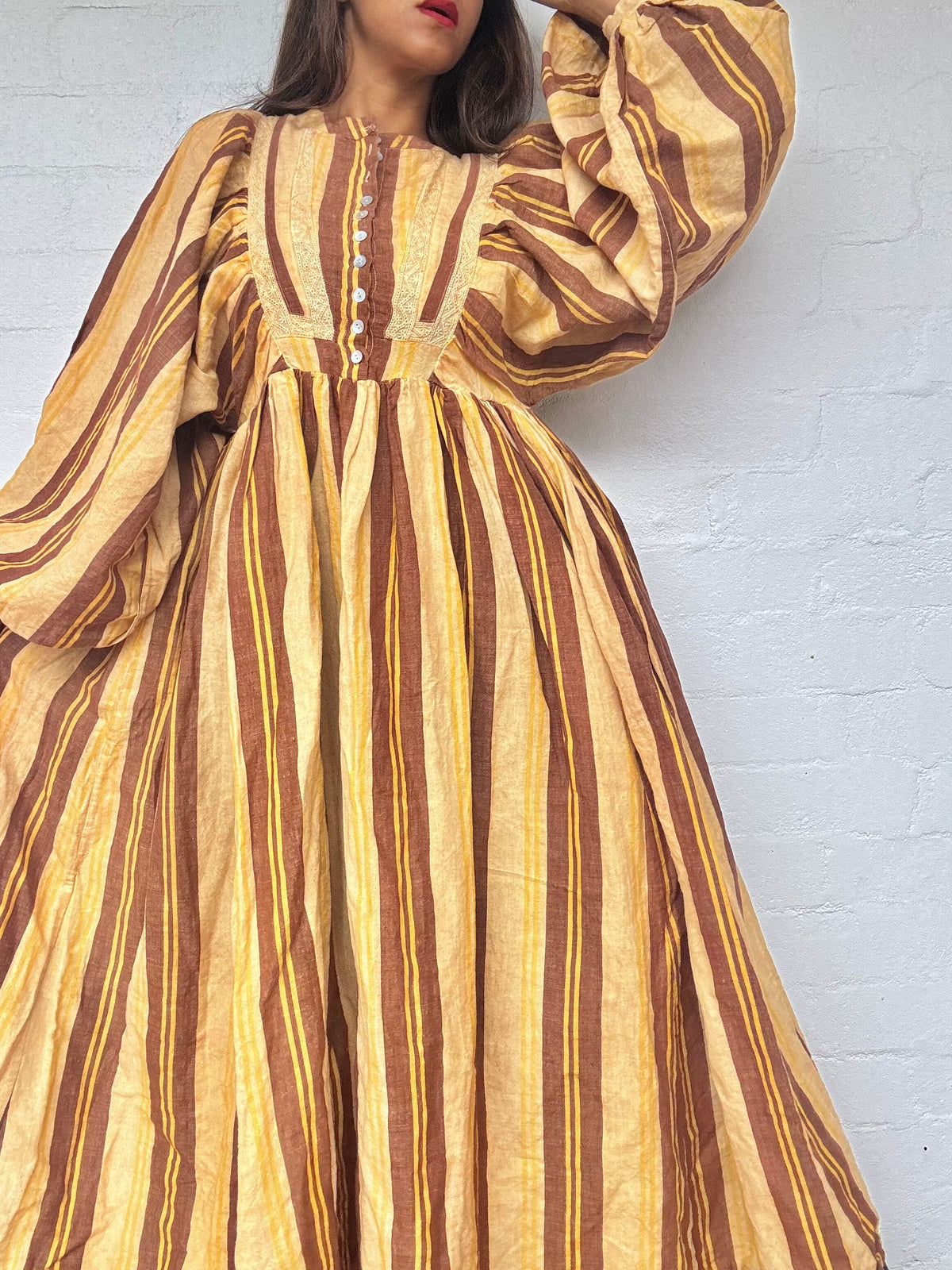 Kinga Csilla - Stripe Linen Maxi Dress