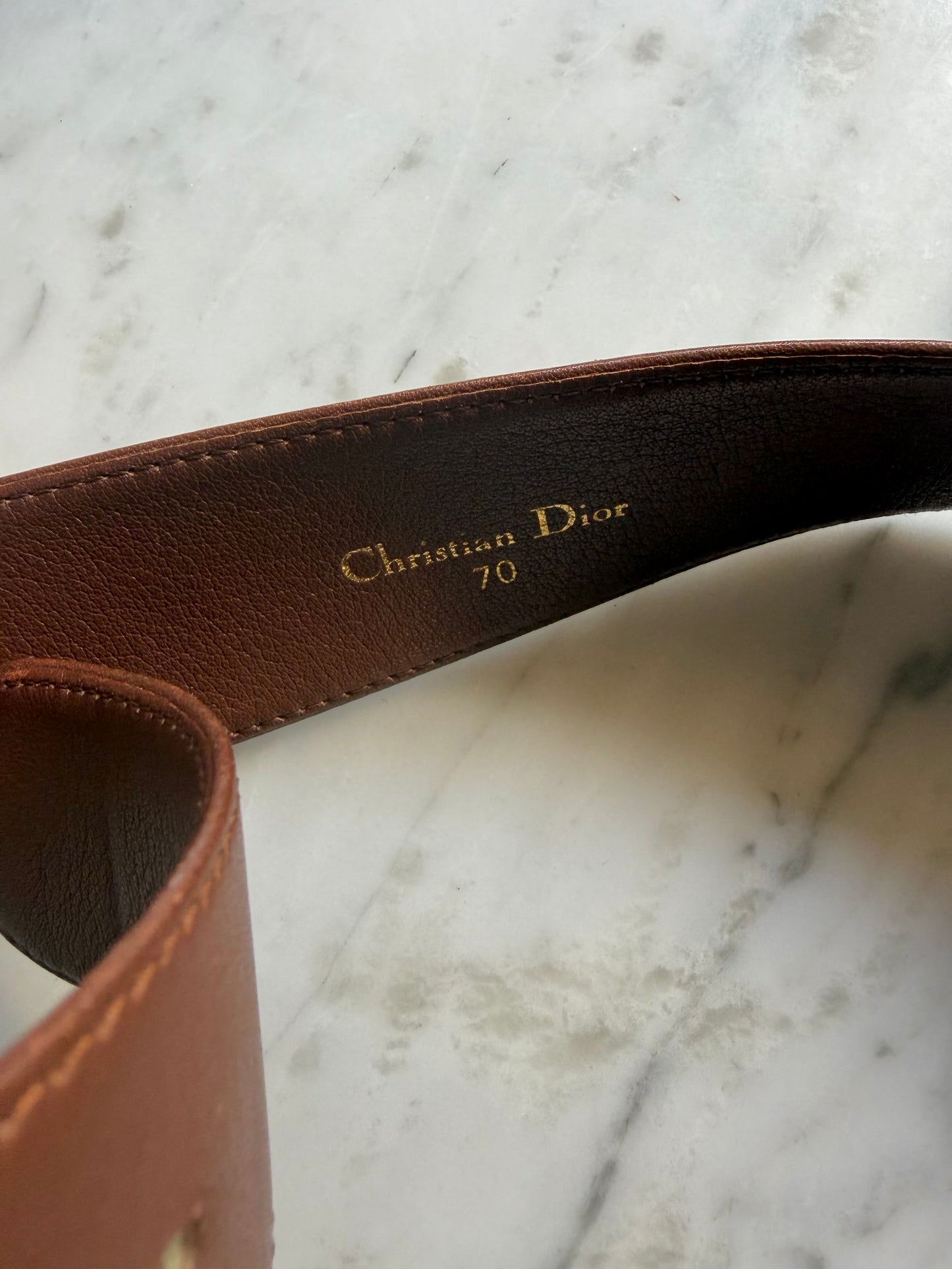 Vintage Christian Dior Brown Leather Belt