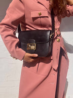 Vintage CELINE Horse Carriage Leather Black Shoulder Bag