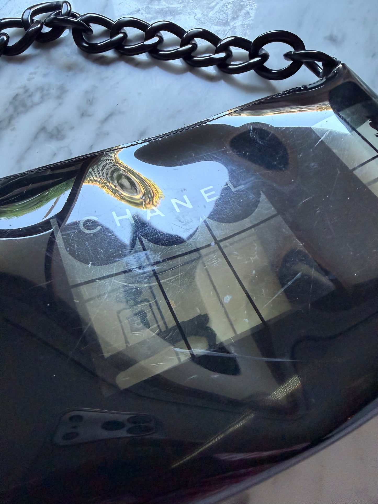 Rare Chanel Black Vinyl Maison Coco Window Bag