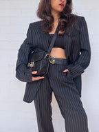 Versace Collection Navy Blue Pinstripe Wool Single Breasted Suit