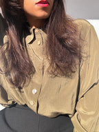 Vintage Olive Green Silk Shirt