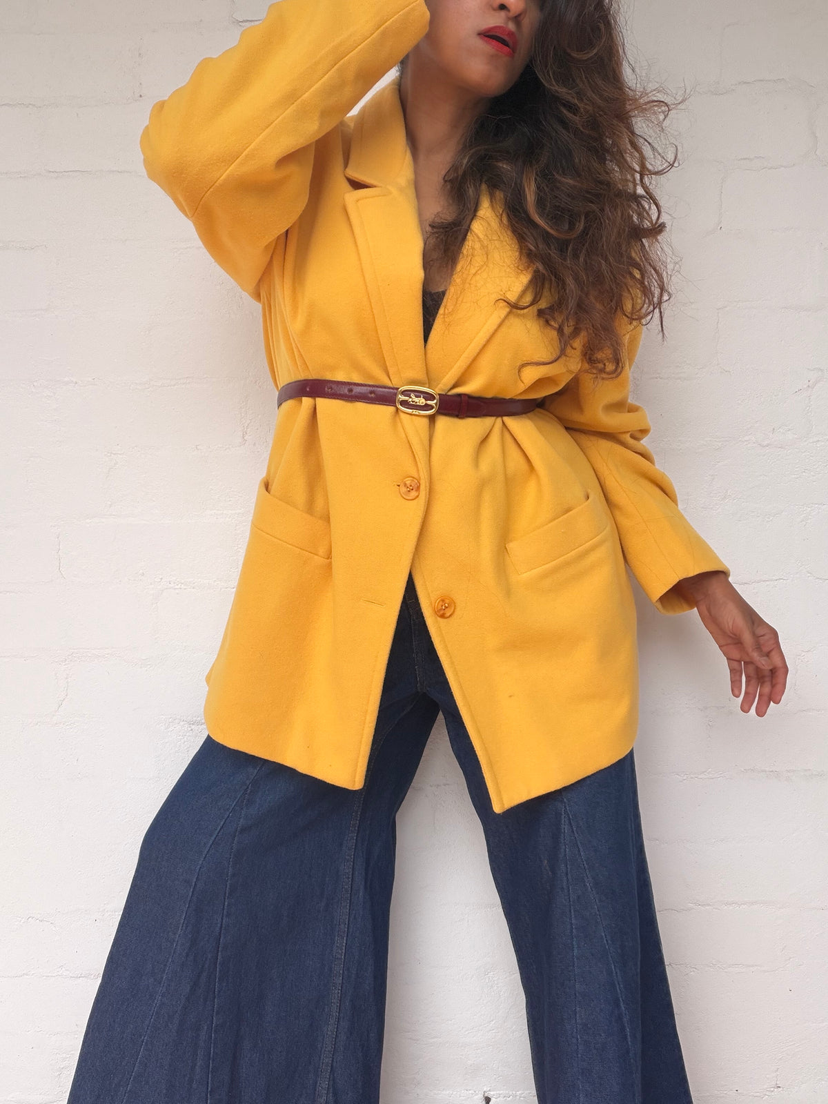Vintage Wool & Cashmere Blazer - Mango Yellow