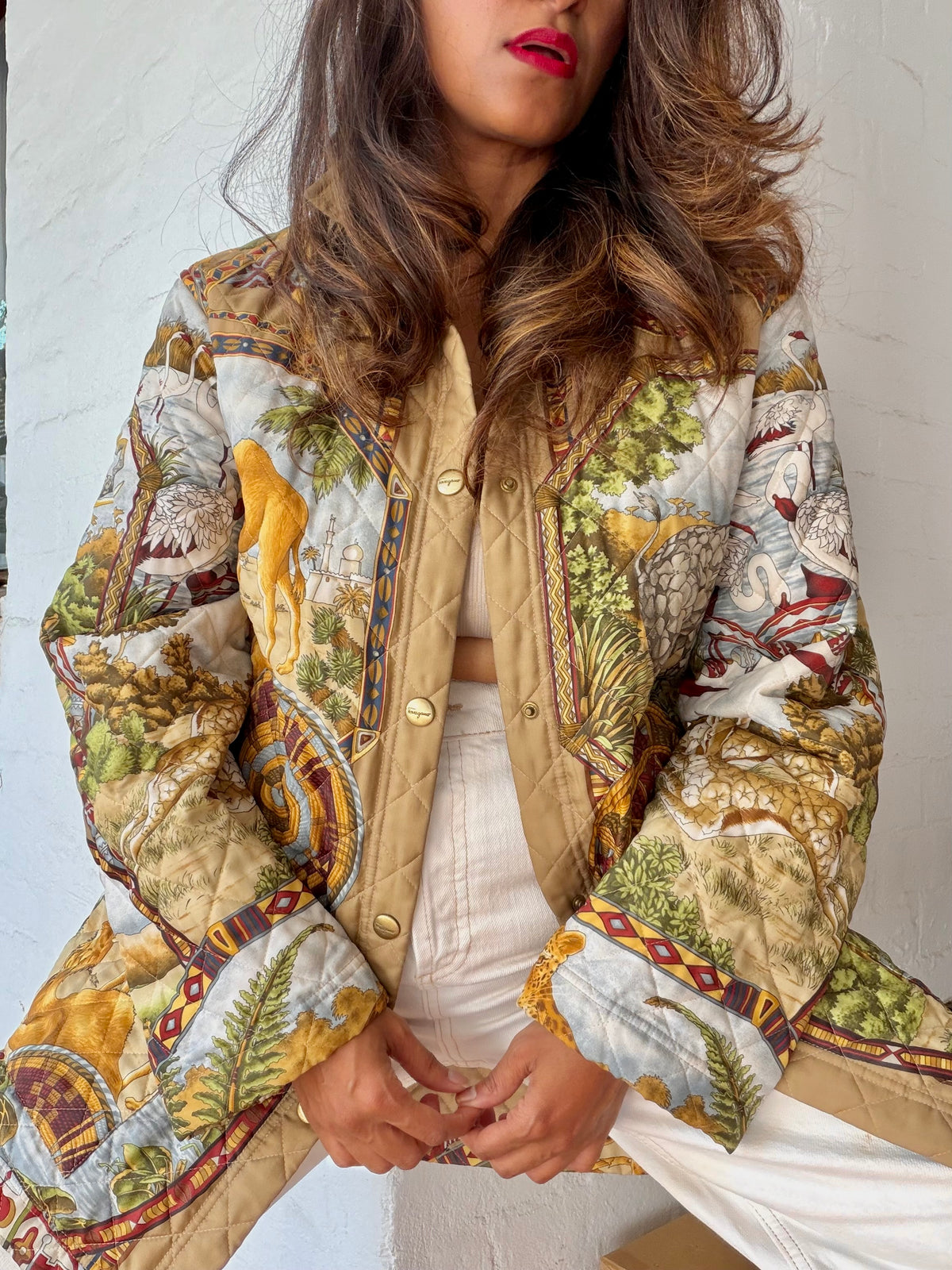 Salvatore Ferragamo Quilted Jacket Coat Animal Print