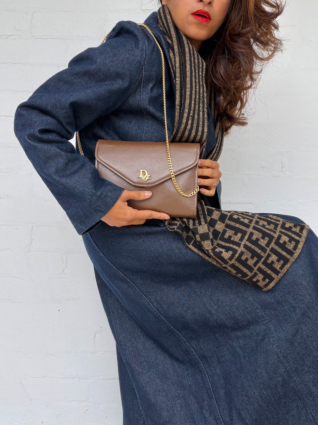 Rare Vintage Christian Dior Leather Bag - Brown