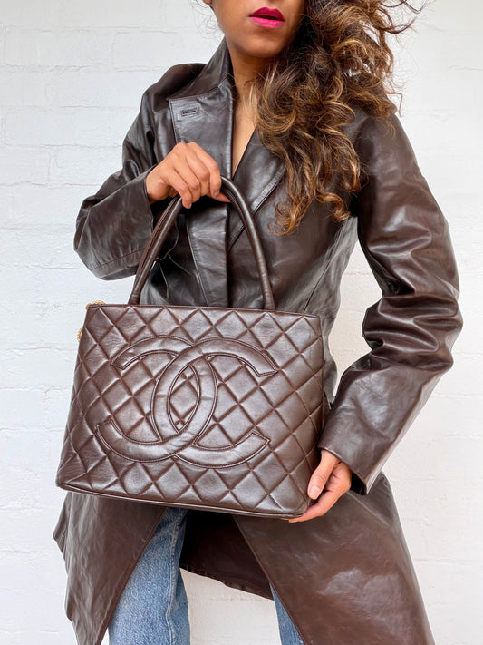 Vintage Chanel Medallion Tote - Chocolate Brown