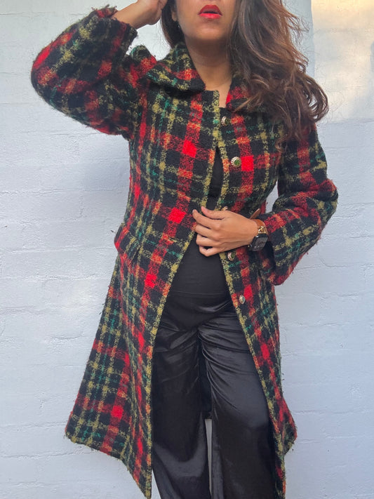 Vintage Multicolor Plaid Coat