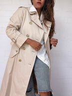 Burberry Double Breasted Trench Coat - Light Beige