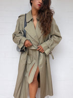Burberry Double Breasted Trench Coat - Khaki