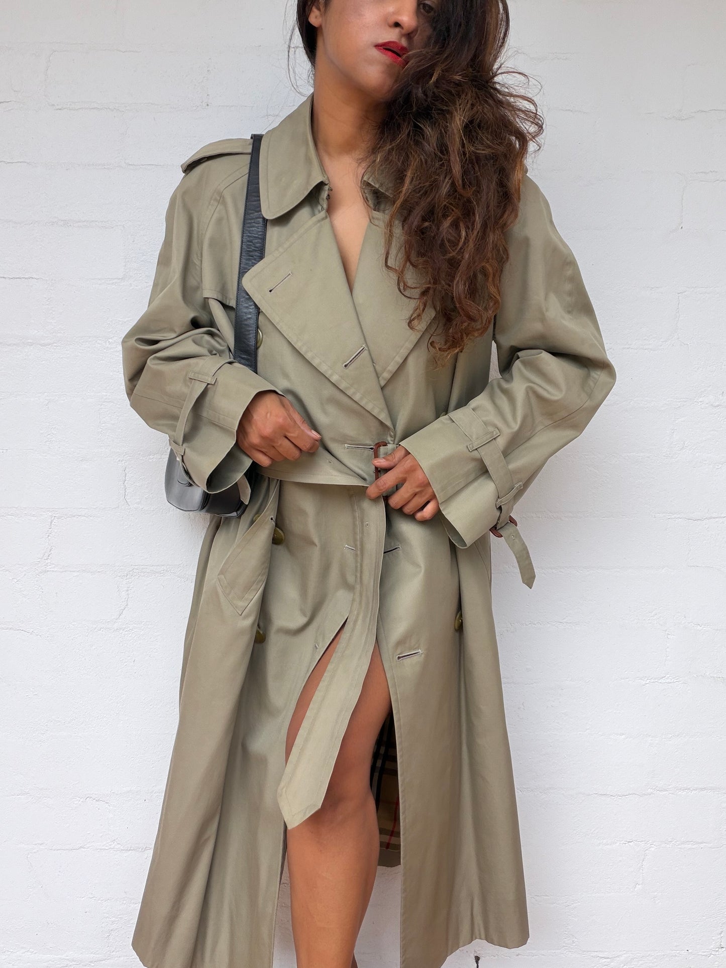 Burberry Double Breasted Trench Coat - Khaki