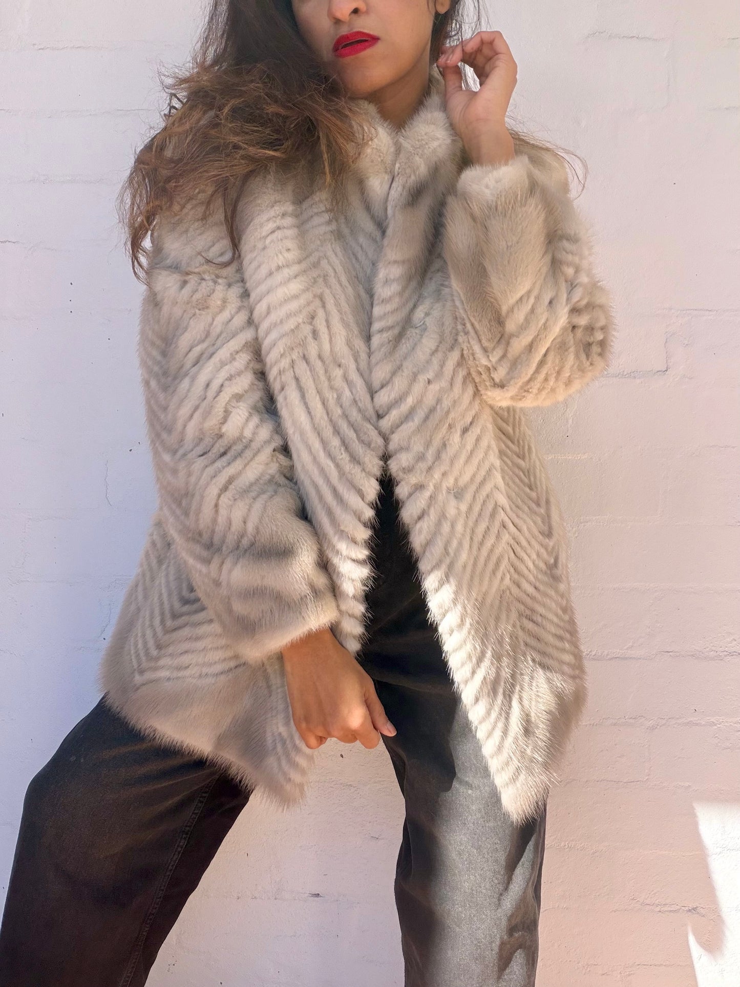 Vintage Saga Mink Sapphire Mink Herringbone fur coat