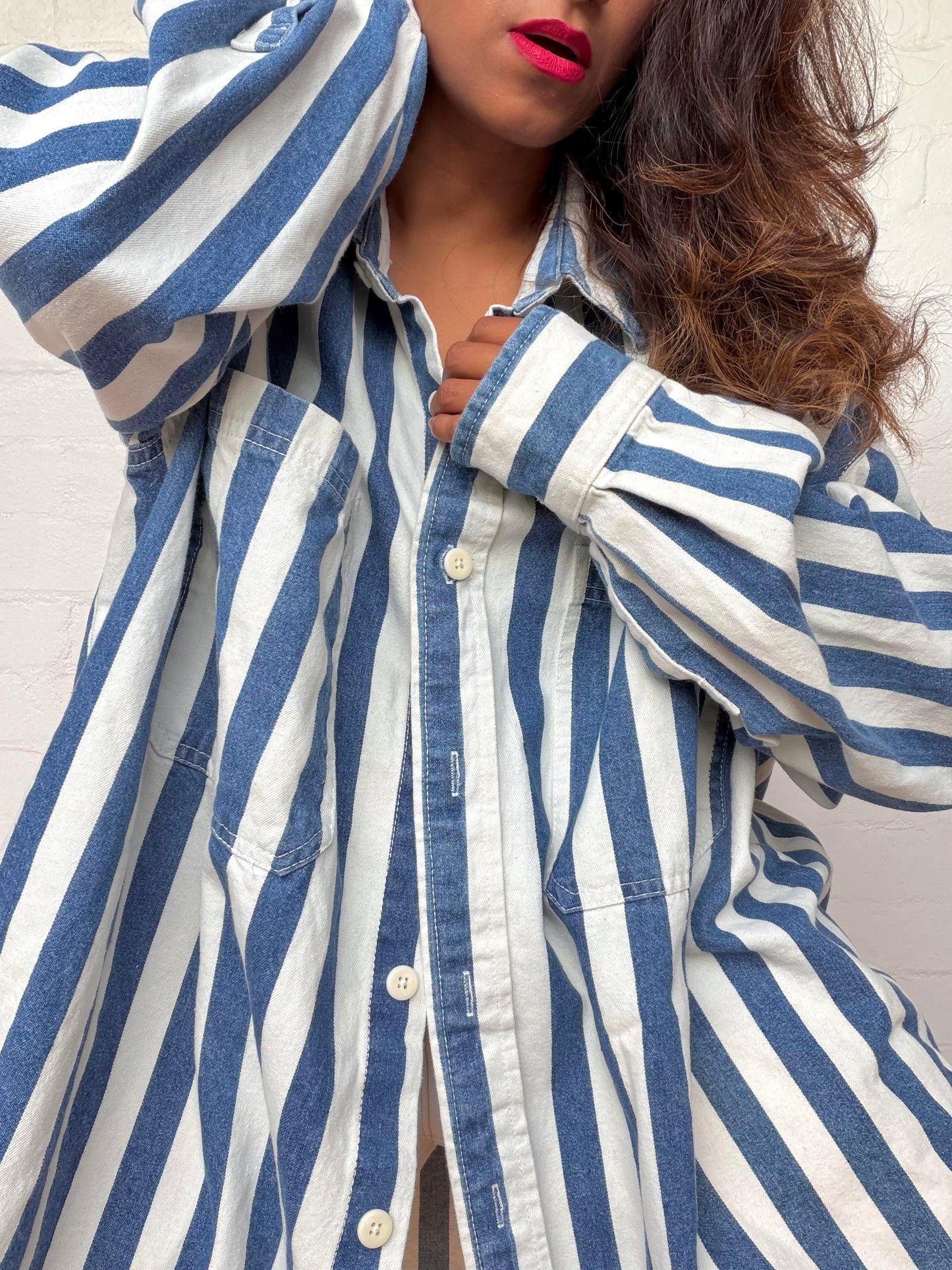 Oversized Striped Denim Cotton Shirt