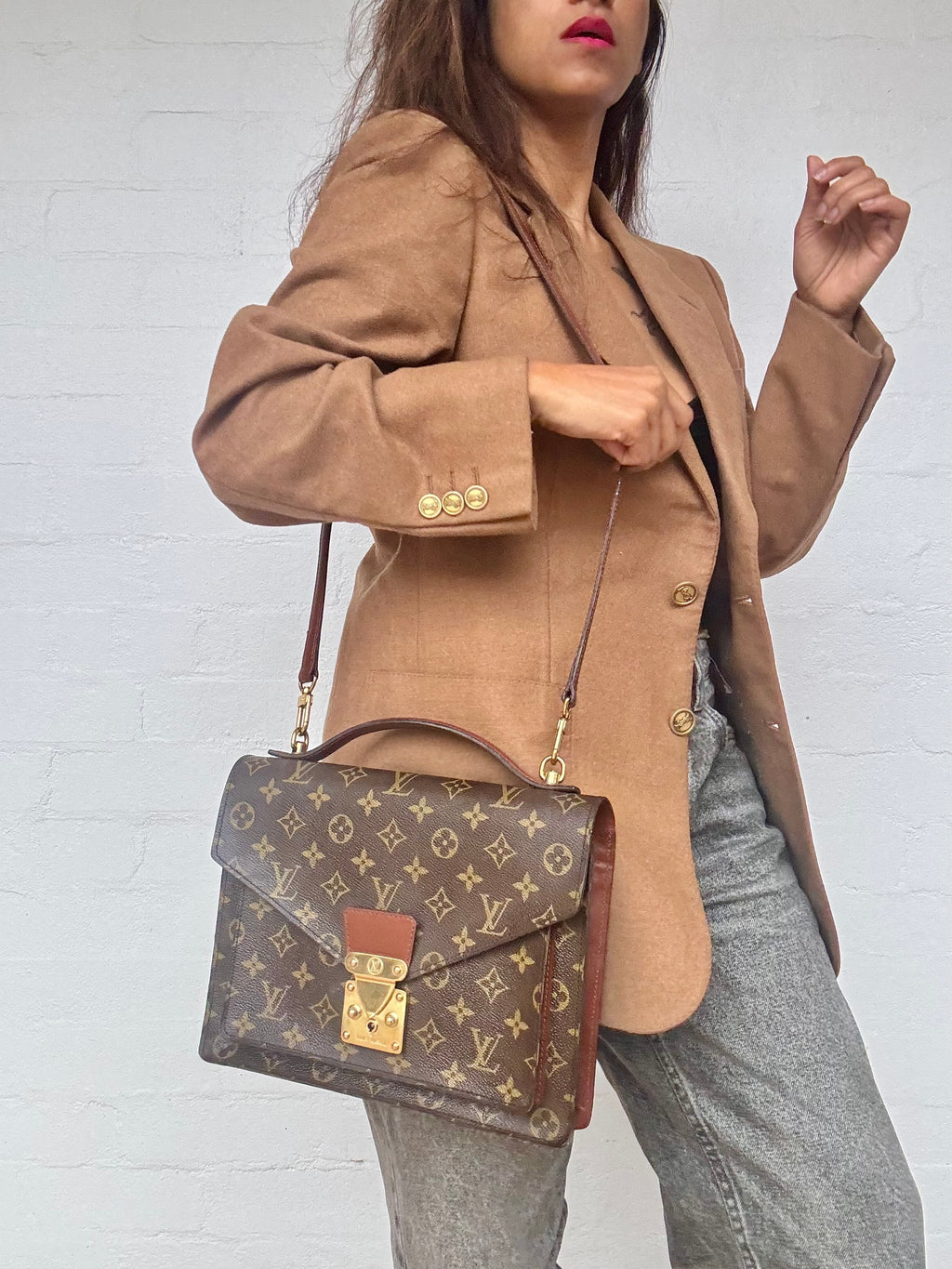 Authentic Louis Vuitton Monogram Monceau Hand Bag