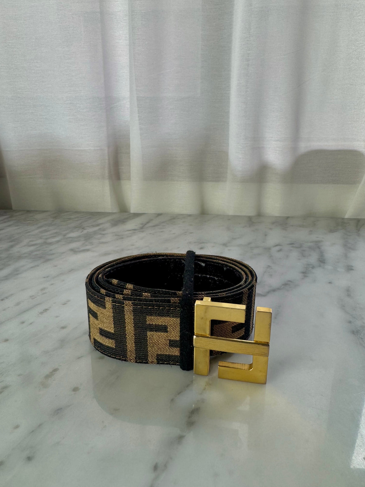 Fendi Vintage Zucca FF Clasp Belt Brown
