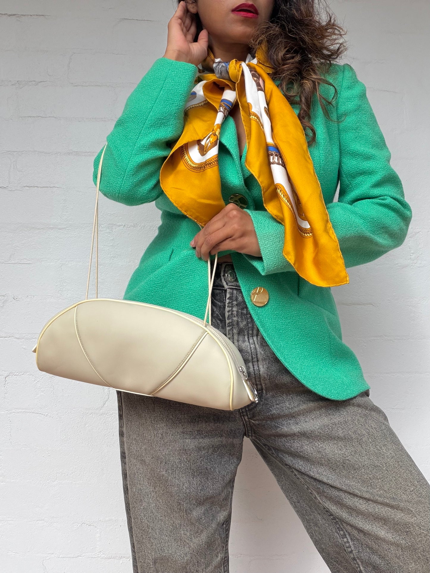 Christian Dior Beige/Yellow Nylon East/West Shoulder Bag