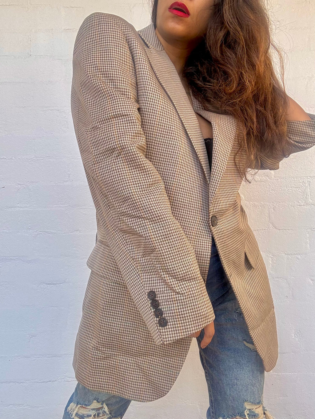 Vintage Burberry’s Silk & Wool Check Blazer