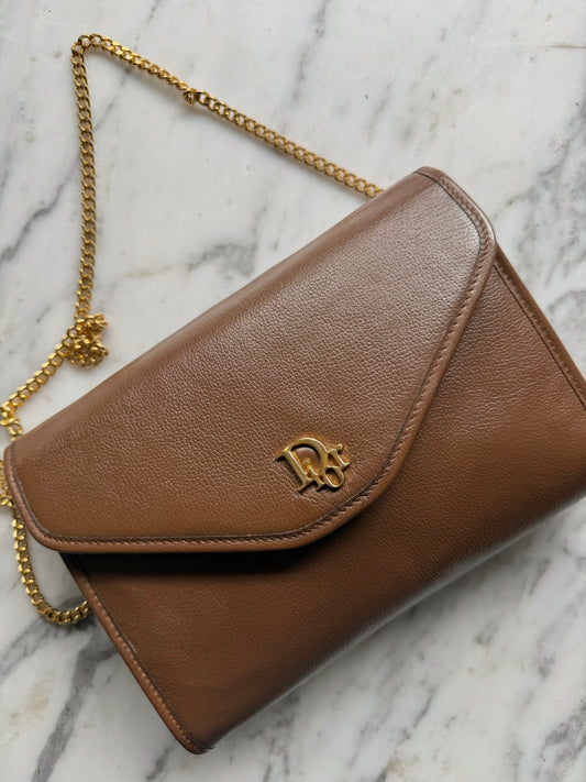 Rare Vintage Christian Dior Leather Bag - Brown