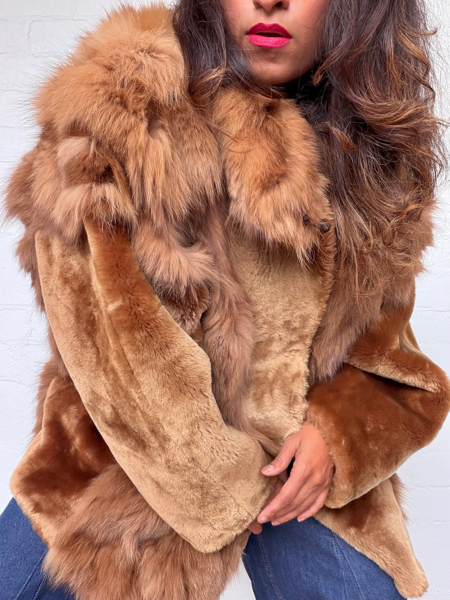 Vintage Caramel Brown Fur Coat
