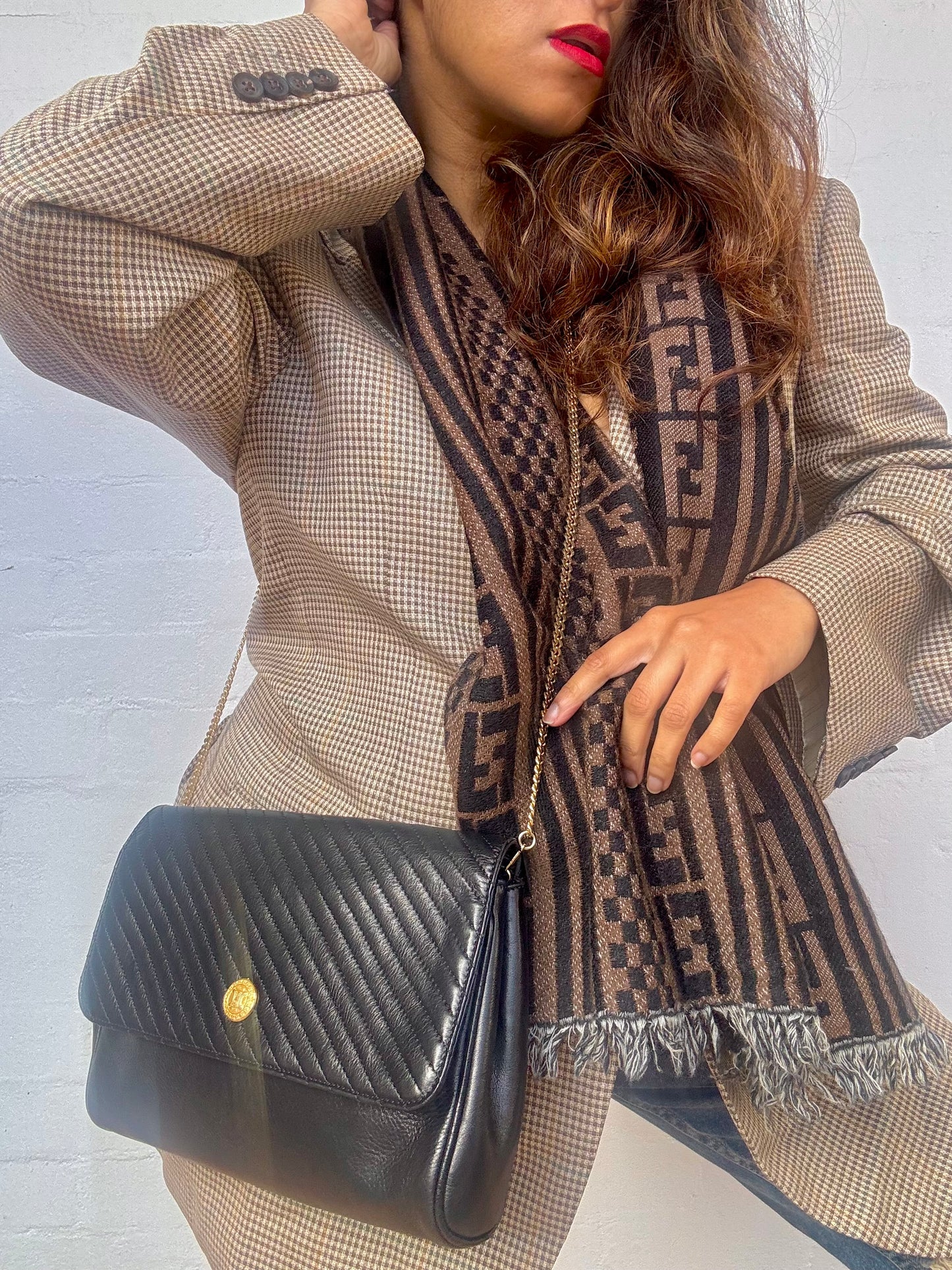 Vintage Celine Triomphe Chain Shoulder & Clutch Bag
