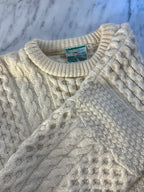 Vintage Irish Aran Knit Sweater - Cream