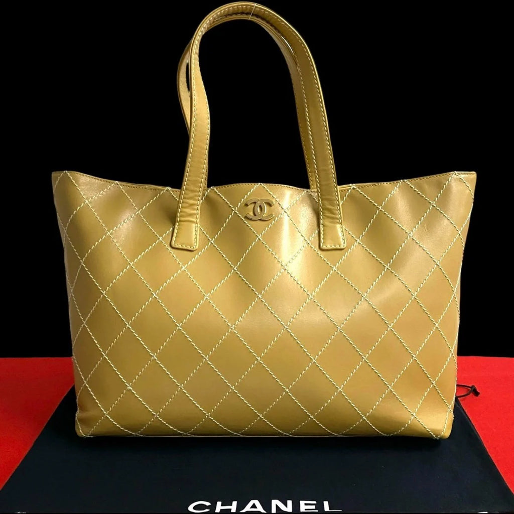 Chanel COCO Mark Wild stitch Tote Bag - Tan
