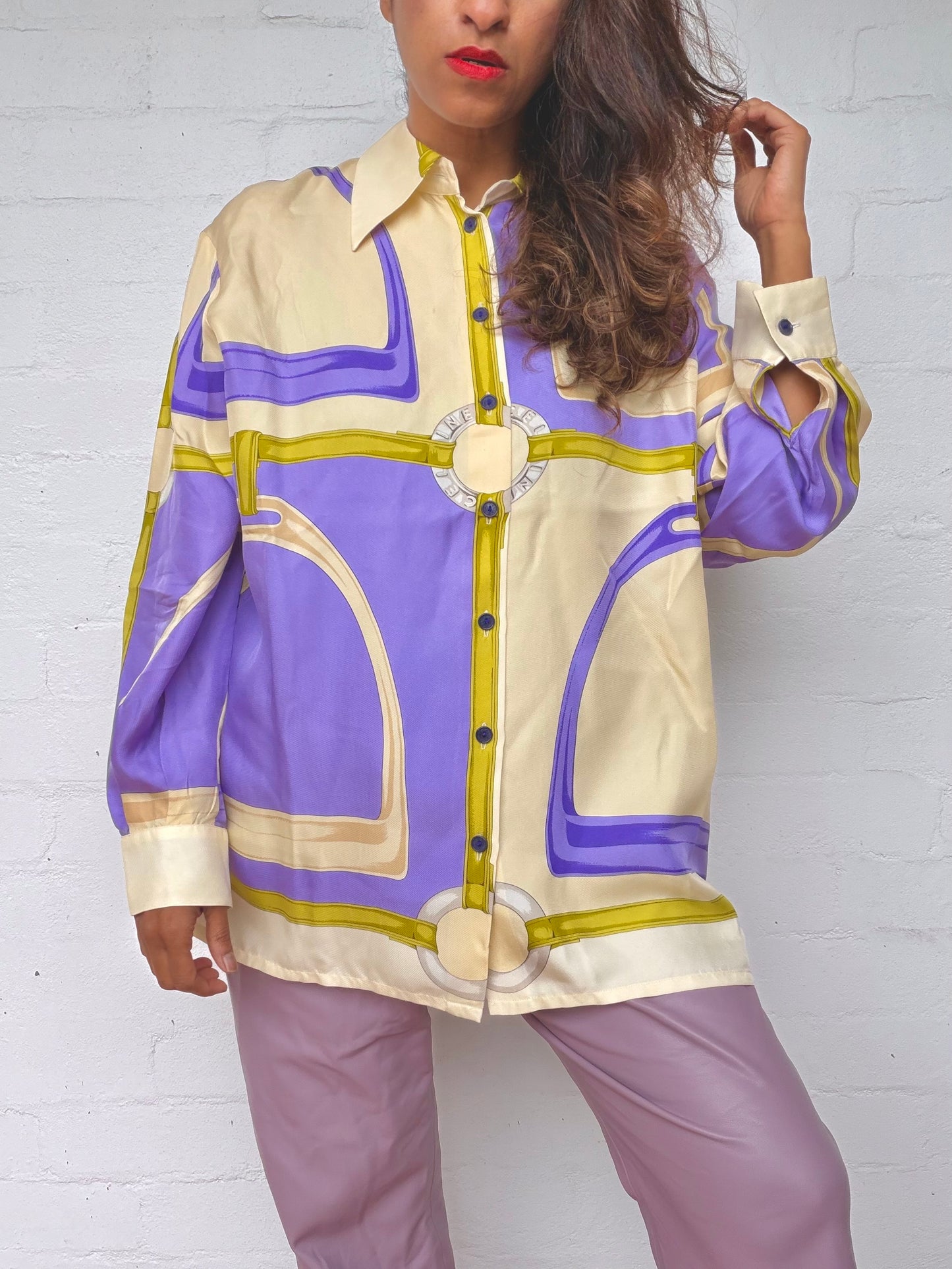 Vintage Celine Print 100% Silk Shirt