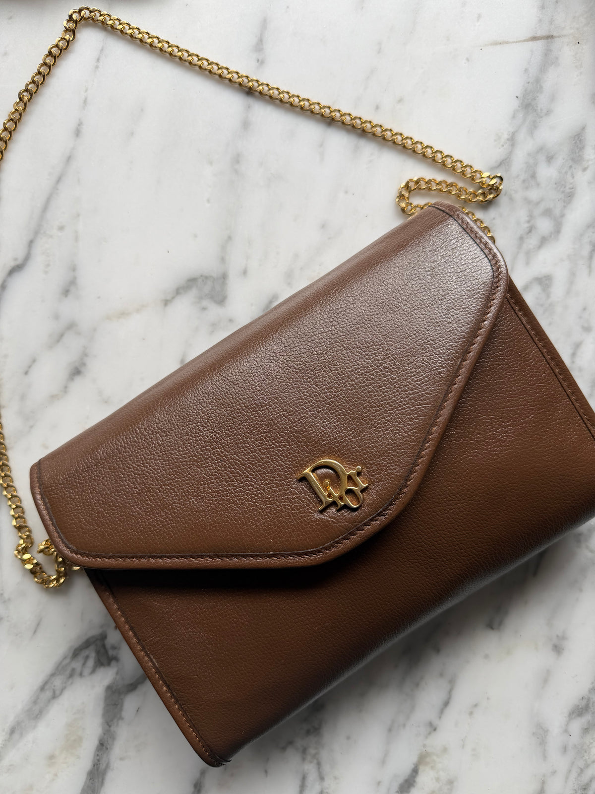 Rare Vintage Christian Dior Leather Bag - Brown